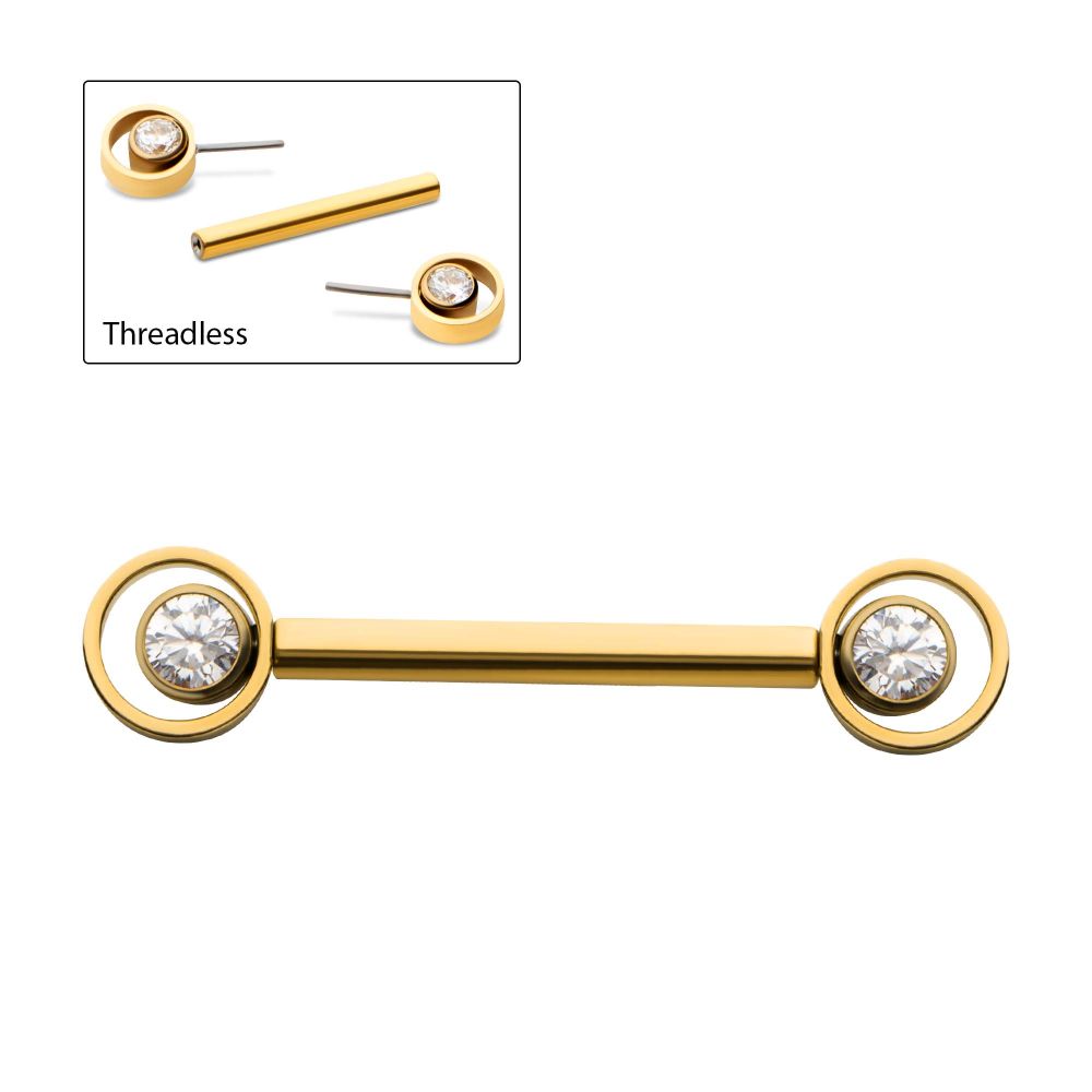 24K Bezel Orbit Barbell