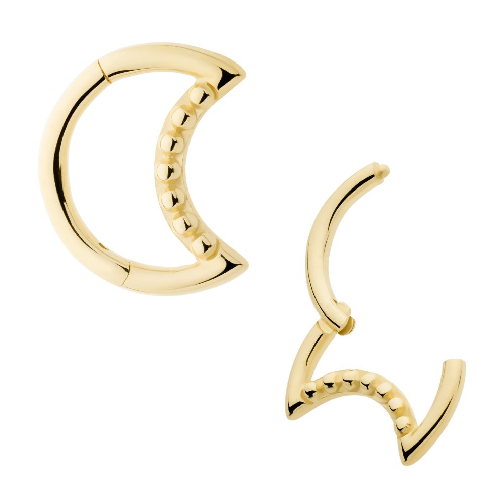 14K Crescent Moon Beaded Clicker